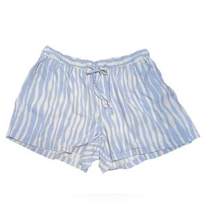 Ava&Viv Plus High Waist Blue and White Linen Blend Stretchy Striped Shorts 2X